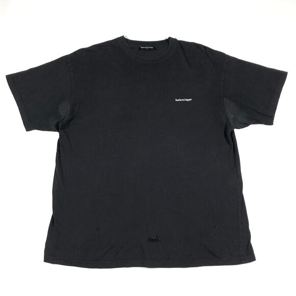 Balenciaga Small Lower Case Chest Logo Black Tee T Shirt Size Large L B14 - Picture 1 of 11